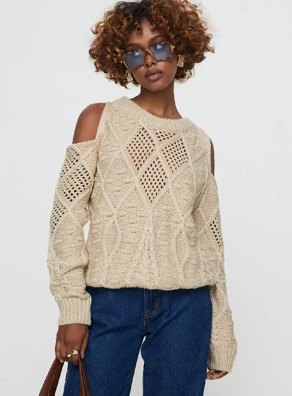 Boat Neck Women's Merino Wool Sweaters in Neutral ShadesColser Cable Knit Sweater Beige Beige Boat Neck Women's Merino Wool Sweaters in Neutral ShadesColser Cable Knit Sweater Beige Beige
