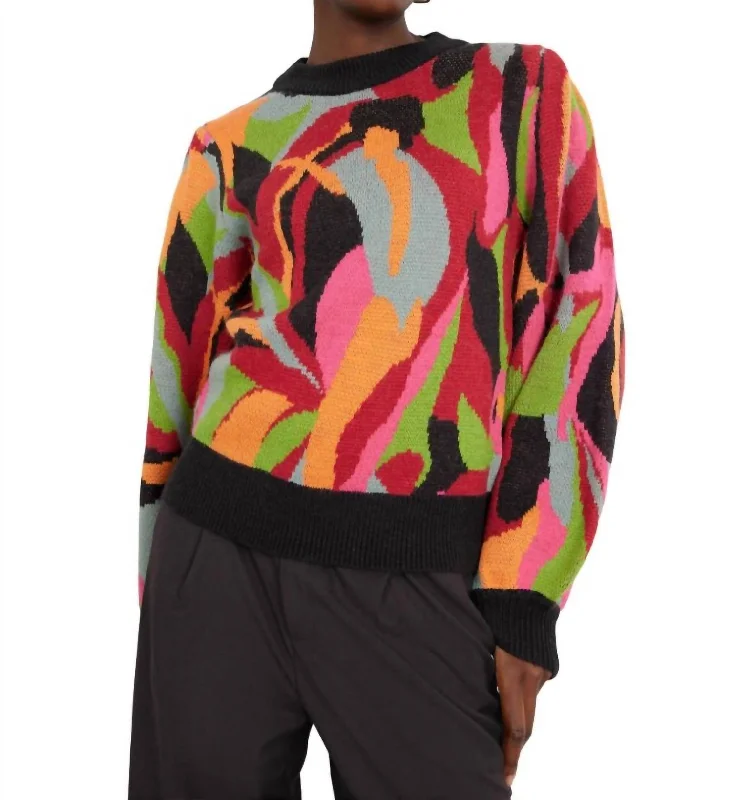 Plus Size Women's Embroidered Floral Patterned Sweater in White for a Spring - Inspired LookDance Knit Sweater In Multicolor Plus Size Women's Embroidered Floral Patterned Sweater in White for a Spring - Inspired LookDance Knit Sweater In Multicolor