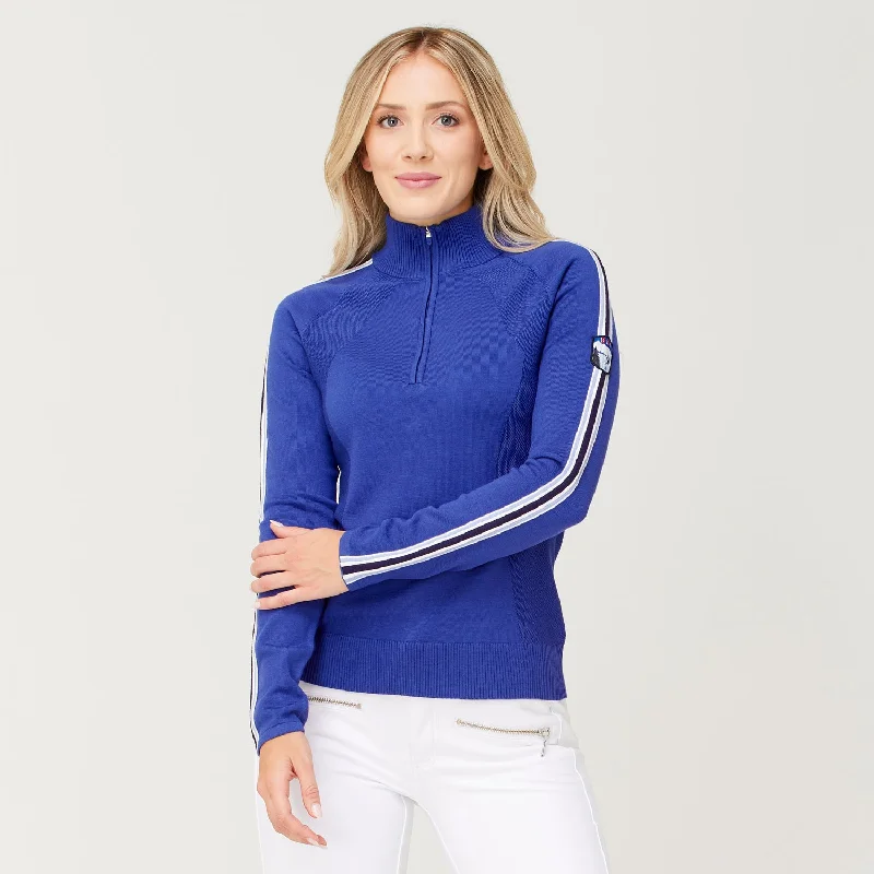 Sleeveless Women's Silk - Trimmed Sweaters for SummerDownhill Zip Neck Sweater