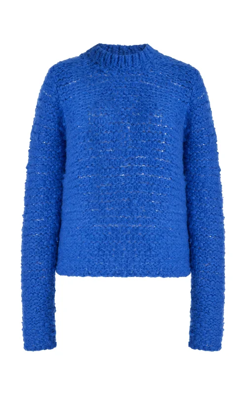 Women's Longline Boyfriend - Style Sweater in Gray for a Relaxed and Casual OutfitDurand Knit Sweater in Sapphire Welfat Cashmere Women's Longline Boyfriend - Style Sweater in Gray for a Relaxed and Casual OutfitDurand Knit Sweater in Sapphire Welfat Cashmere