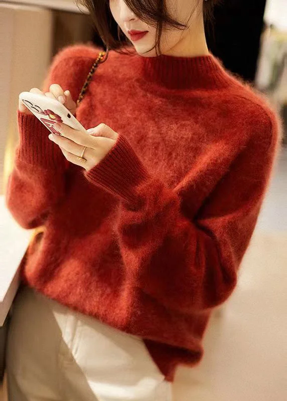 Women's Sheer Lace - Trimmed Sweater in Cream for a Delicate and Elegant AppearanceElegant Orange Hign Neck Patchwork Woolen Knit Sweaters Fall Women's Sheer Lace - Trimmed Sweater in Cream for a Delicate and Elegant AppearanceElegant Orange Hign Neck Patchwork Woolen Knit Sweaters Fall