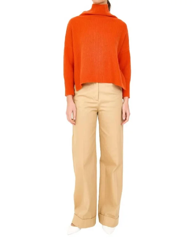 Women's Ribbed Bodycon Sweater in Red for a Sexy and Figure - Hugging LookEverly Sweater In Orange