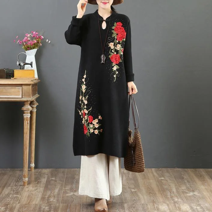 Plus Size Women's Button - Down Sweater in Mustard Yellow for a Pop of ColorFor Work stand collar Sweater embroidery outfits Street Style black wild Ugly knit dresses Plus Size Women's Button - Down Sweater in Mustard Yellow for a Pop of ColorFor Work stand collar Sweater embroidery outfits Street Style black wild Ugly knit dresses