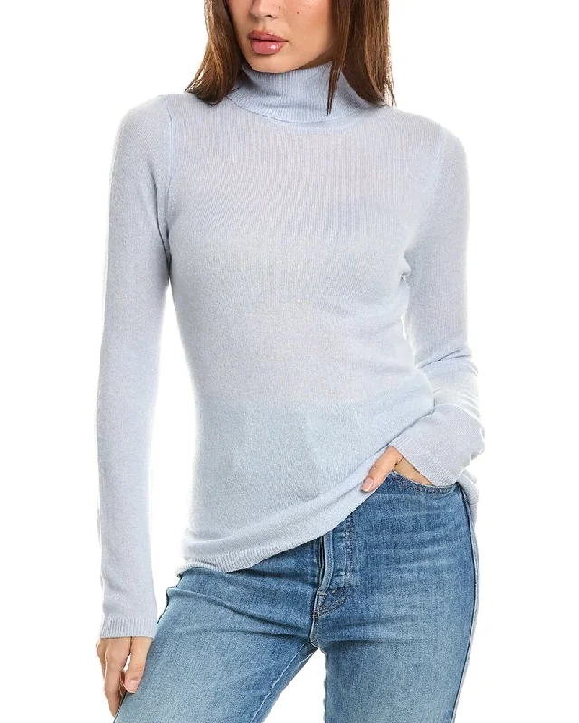 Plus Size Women's Off - Shoulder Ruffled Hem Sweater in Pink for a Feminine and Flirty LookForte Cashmere Turtleneck Cashmere Sweater