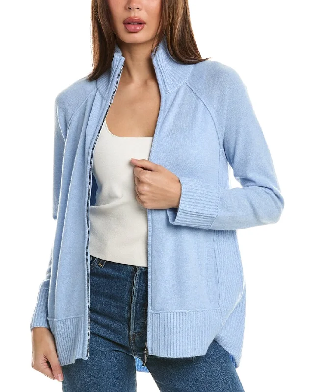 plus size women cardigan for comfortable layeringForte Cashmere Zip Mock Cashmere Cardigan