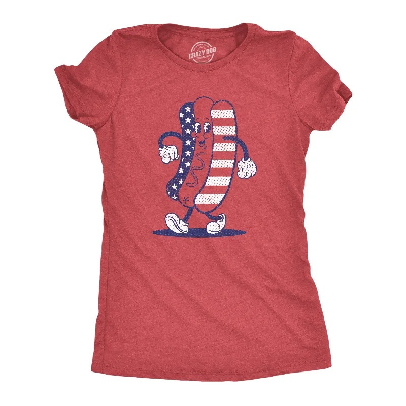 V - Neck Women T Shirt to Enhance the NecklineFourth Of July Hotdog Women's T Shirt