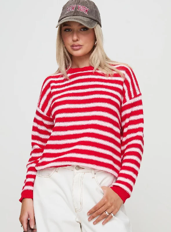 Plus Size Women's Embroidered Floral Patterned Sweater in White for a Spring - Inspired LookFreeze Knit Sweater Red Plus Size Women's Embroidered Floral Patterned Sweater in White for a Spring - Inspired LookFreeze Knit Sweater Red