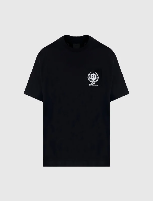 Embroidered Women T Shirt with Intricate DetailsSHORT SLEEVE POCKET TEE