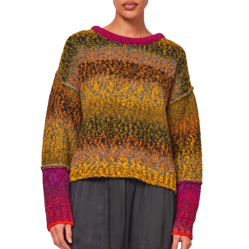 Plus Size Women's Turtleneck Sweater Dresses with Side SlitsIris Pullover Sweater In Olive Burgundy Combo