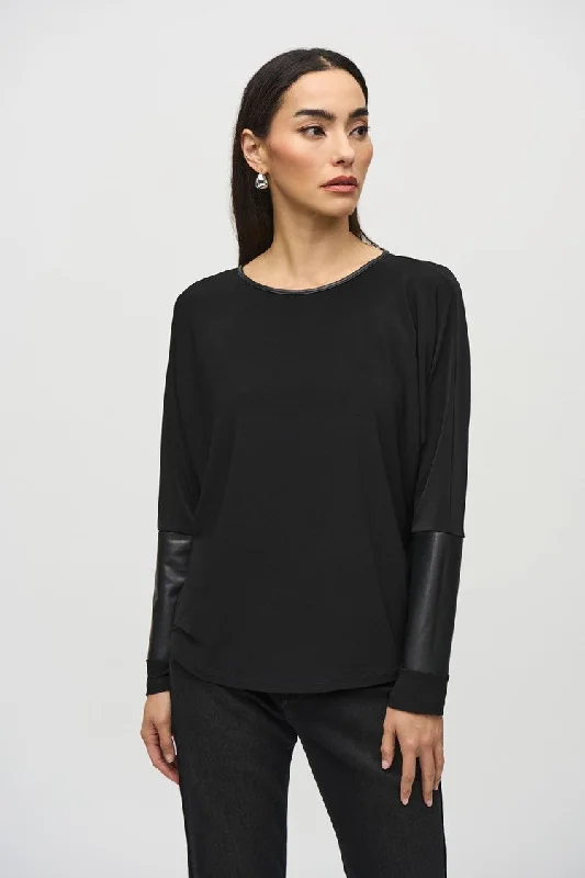 Plus Size Women's Striped Cotton - Blend Sweater in Navy and White for a Nautical ThemeJoseph Ribkoff Black Silky Knit Abstract Print Wrap Top Plus Size Women's Striped Cotton - Blend Sweater in Navy and White for a Nautical ThemeJoseph Ribkoff Black Silky Knit Abstract Print Wrap Top