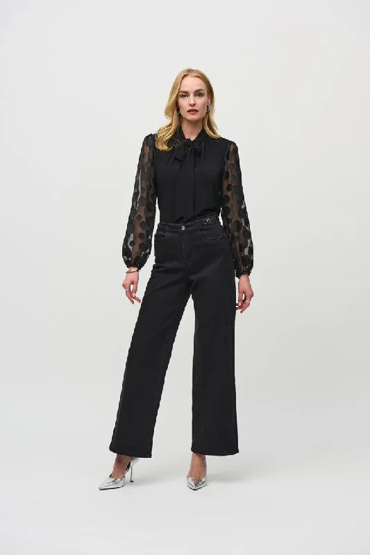 Women's Fair Isle Patterned Wool Sweater in Multicolor for a Traditional Holiday VibeJoseph Ribkoff Black High-Rise Wide-Leg Denim Pants Women's Fair Isle Patterned Wool Sweater in Multicolor for a Traditional Holiday VibeJoseph Ribkoff Black High-Rise Wide-Leg Denim Pants