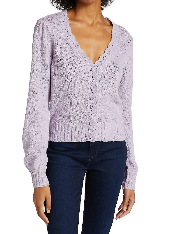 floral print women cardigan for a feminine touchJoyce Cardigan In Lavender Multi