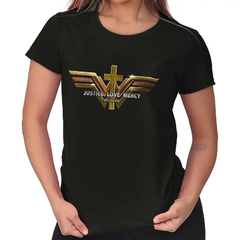 Crop Top Women T Shirt to Pair with High - Waisted BottomsJustice Love Mercy Ladies T Shirt Crop Top Women T Shirt to Pair with High - Waisted BottomsJustice Love Mercy Ladies T Shirt
