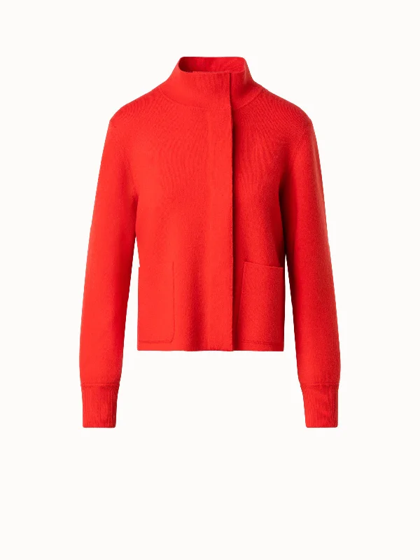 long length women cardigan with side slitsKnit Cardigan in 100% Cashmere Double-Face