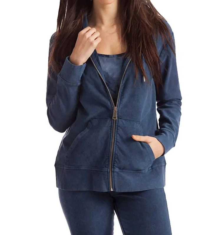 plus size women cardigan for comfortable layeringLauren Hooded Cardigan In Denim