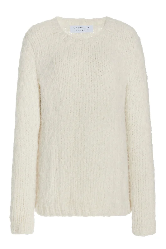 Plus Size Women's Striped Cotton - Blend Sweater in Navy and White for a Nautical ThemeLawrence Knit Sweater in Ivory Welfat Cashmere Plus Size Women's Striped Cotton - Blend Sweater in Navy and White for a Nautical ThemeLawrence Knit Sweater in Ivory Welfat Cashmere