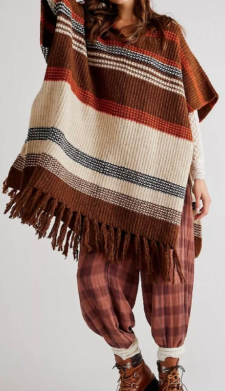 Plus Size Women's Embroidered Floral Patterned Sweater in White for a Spring - Inspired LookLeslie Poncho In Brown Plus Size Women's Embroidered Floral Patterned Sweater in White for a Spring - Inspired LookLeslie Poncho In Brown