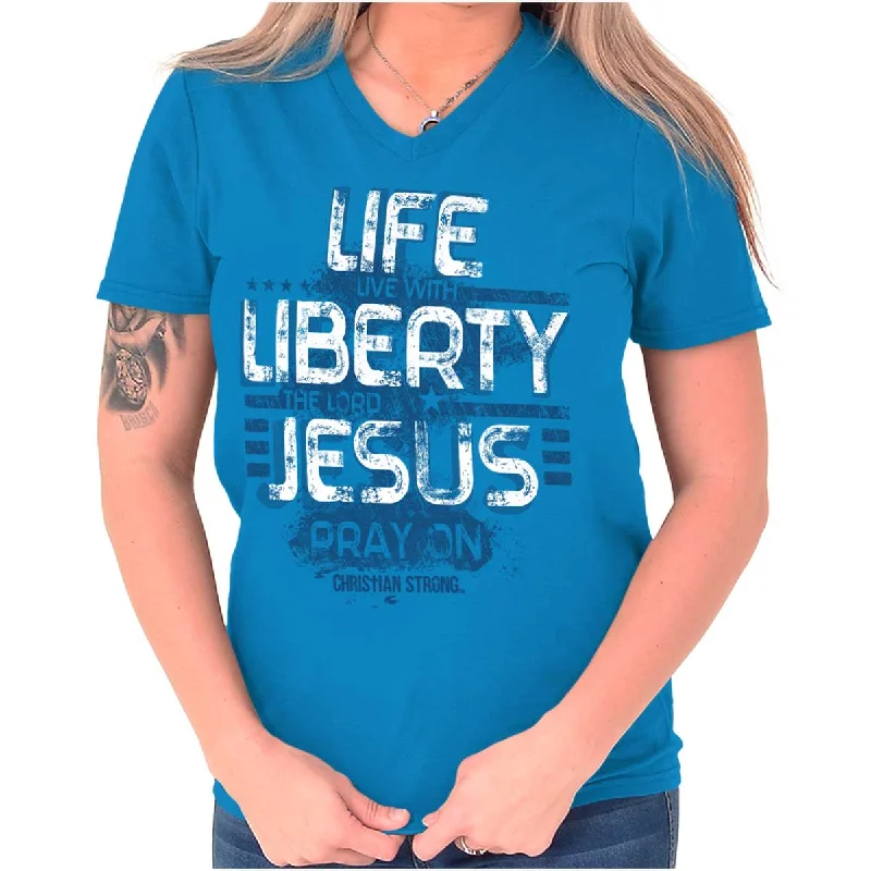 Sequined Women T Shirt for a Sparkly Night OutLive Liberty V-Neck T Shirt