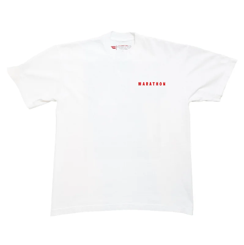 Pocketed Women T Shirt for Added FunctionalityMarathon Signature Classic T-Shirt - White/Red Pocketed Women T Shirt for Added FunctionalityMarathon Signature Classic T-Shirt - White/Red
