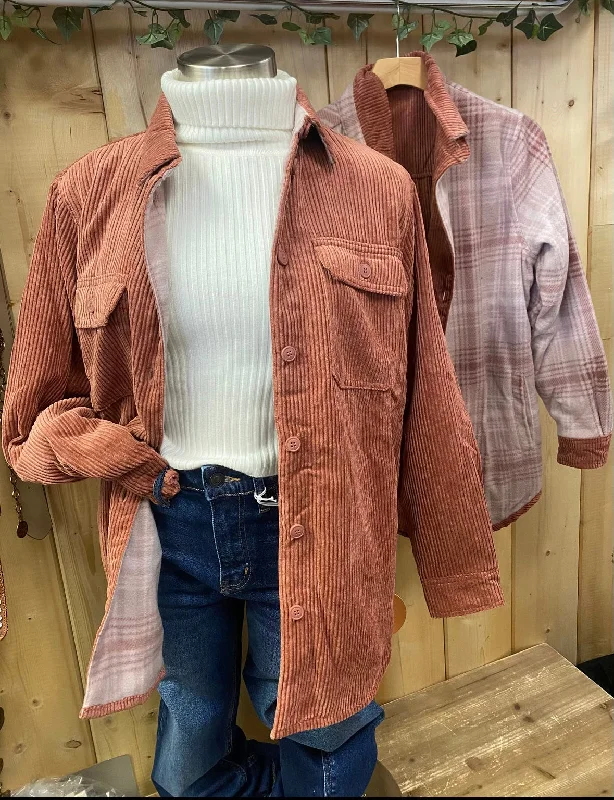 Plus Size Women's Open - Front Cardigan Sweater in Burgundy with Buttons for a Stylish LayerMauve Reversible Jacket Plus Size Women's Open - Front Cardigan Sweater in Burgundy with Buttons for a Stylish LayerMauve Reversible Jacket