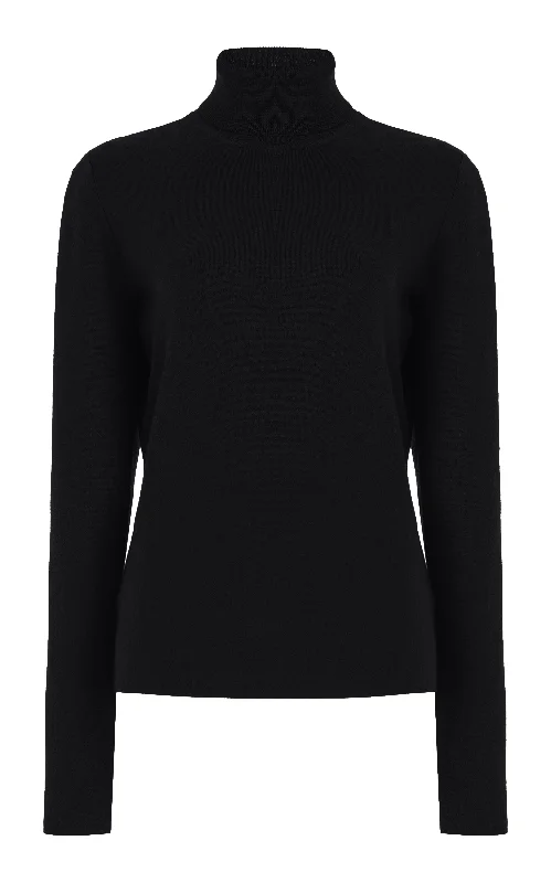 Plus Size Women's Striped Cotton - Blend Sweater in Navy and White for a Nautical ThemeMay Knit Turtleneck in Black Merino Wool Cashmere Plus Size Women's Striped Cotton - Blend Sweater in Navy and White for a Nautical ThemeMay Knit Turtleneck in Black Merino Wool Cashmere