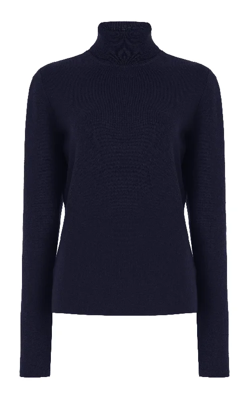 Women's Turtleneck Cashmere - Blend Sweater in Charcoal for a Sophisticated Winter EnsembleMay Knit Turtleneck in Dark Navy Merino Wool Cashmere Women's Turtleneck Cashmere - Blend Sweater in Charcoal for a Sophisticated Winter EnsembleMay Knit Turtleneck in Dark Navy Merino Wool Cashmere