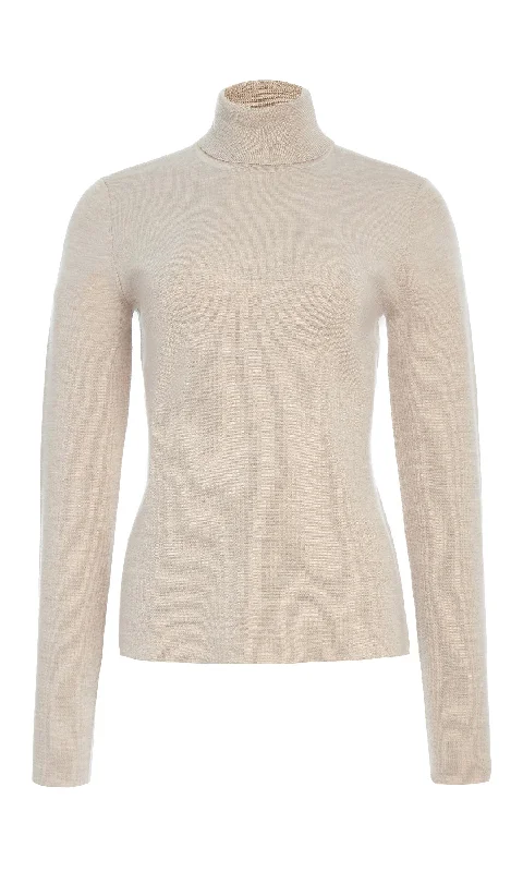 Women's Cropped Cable - Knit Merino Wool Sweater in Beige for a Trendy Fall OutfitMay Knit Turtleneck in Oatmeal Merino Wool Cashmere Women's Cropped Cable - Knit Merino Wool Sweater in Beige for a Trendy Fall OutfitMay Knit Turtleneck in Oatmeal Merino Wool Cashmere