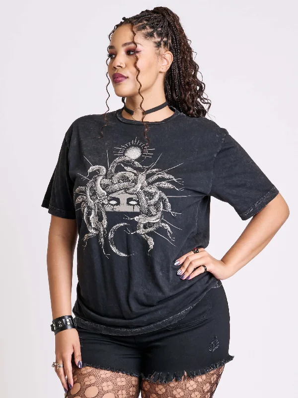 Crew Neck Women T Shirt with a Timeless DesignMedusa Tshirt