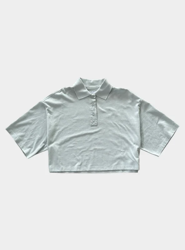 Ringer T Shirt Women with Retro - Inspired StripesMint Cropped Polo