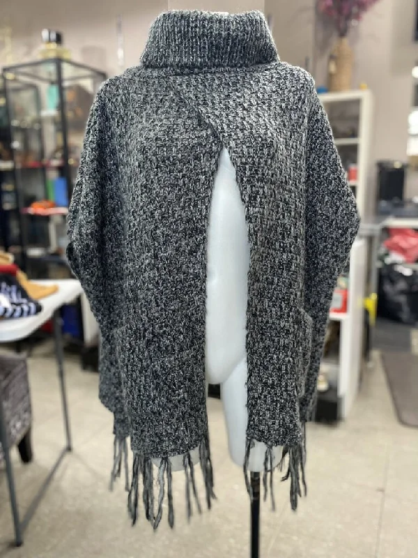 Plus Size Women's V - Neck Long - Sleeve Ribbed Cotton Sweater in Navy for a Classic StyleMirabeau cowl neck open poncho O/S Plus Size Women's V - Neck Long - Sleeve Ribbed Cotton Sweater in Navy for a Classic StyleMirabeau cowl neck open poncho O/S