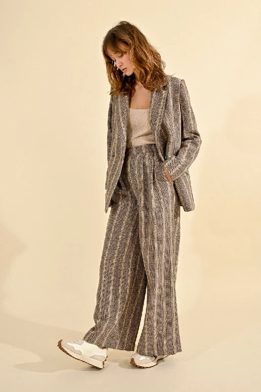 Women's Longline Boyfriend - Style Sweater in Gray for a Relaxed and Casual OutfitMolly Bracken Herringbone Wide Leg Trousers Women's Longline Boyfriend - Style Sweater in Gray for a Relaxed and Casual OutfitMolly Bracken Herringbone Wide Leg Trousers