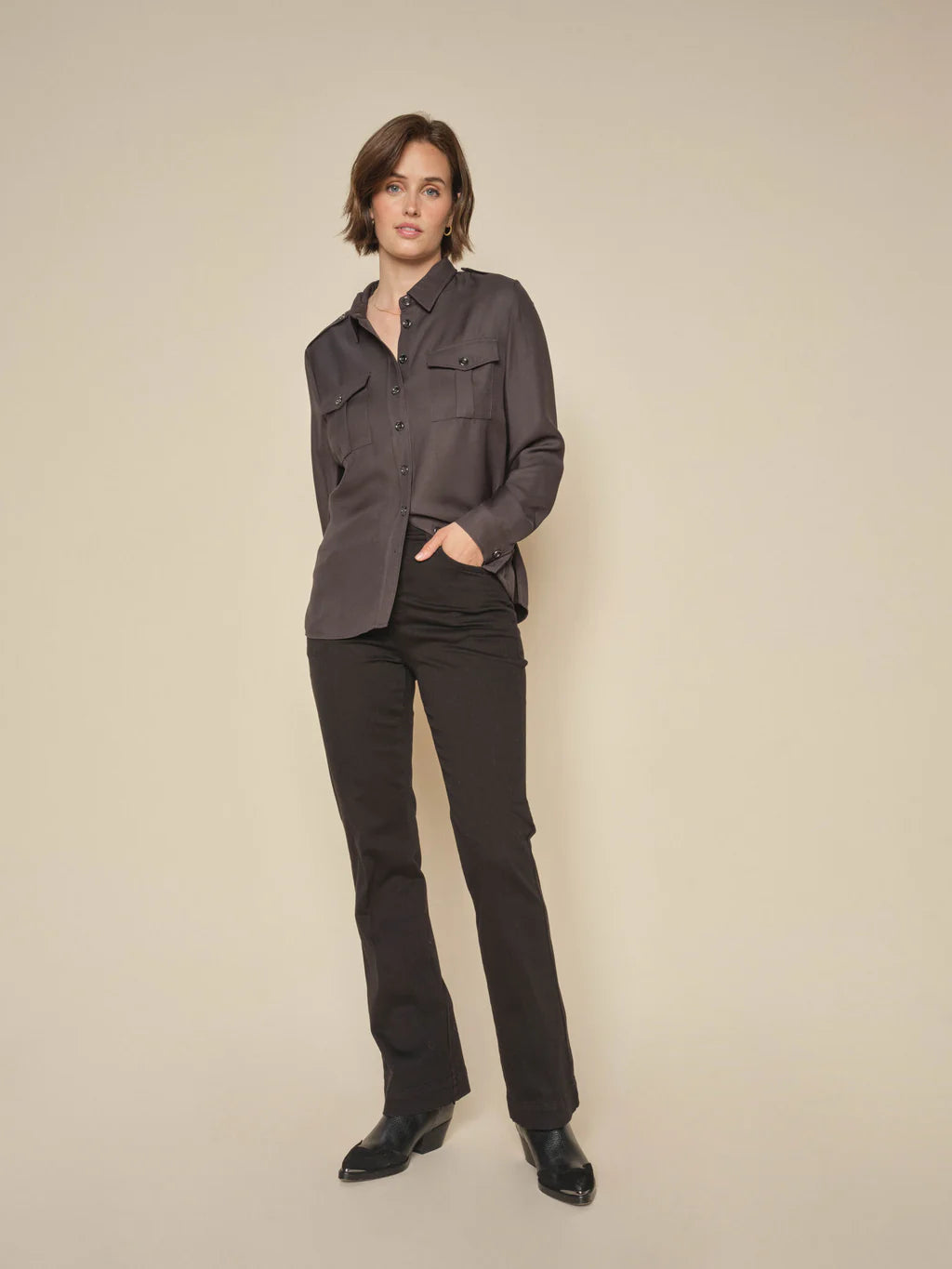 Plus Size Women's V - Neck Long - Sleeve Ribbed Cotton Sweater in Navy for a Classic StyleMos Mosh Black Jessica Joy Pants Plus Size Women's V - Neck Long - Sleeve Ribbed Cotton Sweater in Navy for a Classic StyleMos Mosh Black Jessica Joy Pants