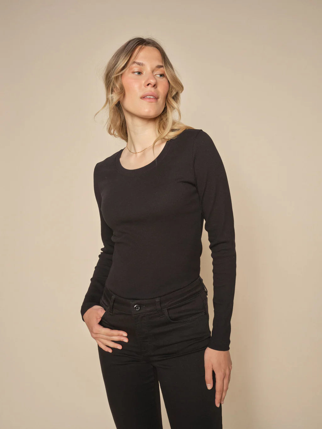 Plus Size Women's Mock - Neck Sweater in Teal with a Side Slit for a Modern TwistMos Mosh Salute Black O-LS Rib Tee Plus Size Women's Mock - Neck Sweater in Teal with a Side Slit for a Modern TwistMos Mosh Salute Black O-LS Rib Tee