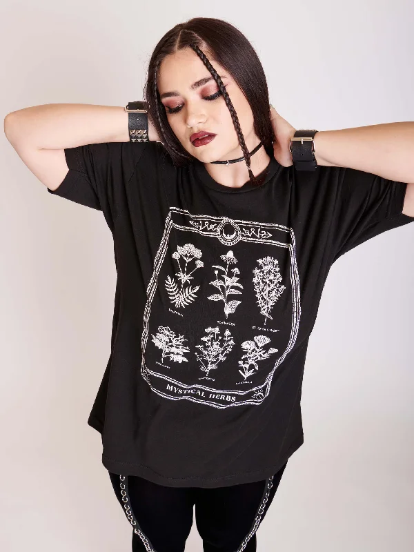 Distressed Women T Shirt with a Laid - Back AestheticMystical Herbs T-shirt
