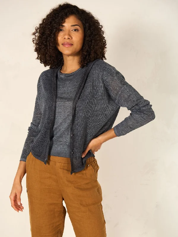 boyfriend style women cardigan for a relaxed fitNile Linen Hooded Cardigan