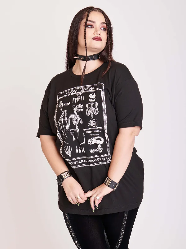 Floral Print Women T Shirt for a Feminine TouchNocturnal Creatures T-shirt