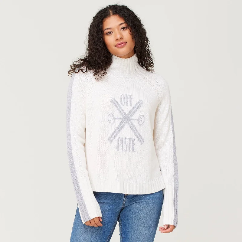 Plus Size Women's Fringe - Trimmed Sweater in Beige for a Boho - Inspired StyleOff Piste Sweater Plus Size Women's Fringe - Trimmed Sweater in Beige for a Boho - Inspired StyleOff Piste Sweater