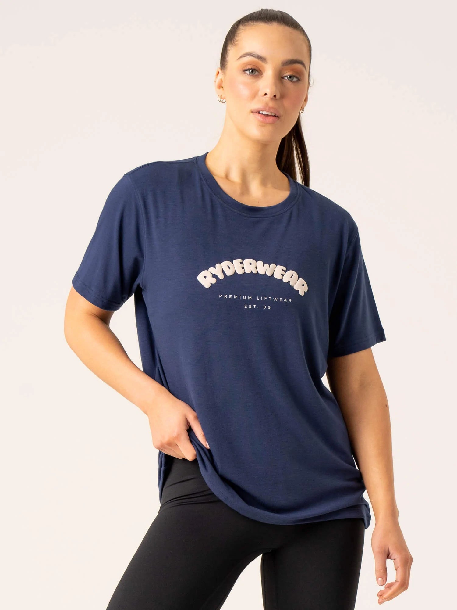 Sleeveless Women T Shirt for Summer ComfortOff Side Longline T-Shirt - Navy