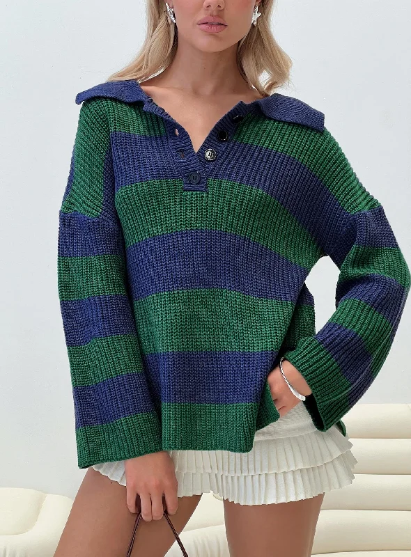 Plus Size Women's Mock - Neck Sweater in Teal with a Side Slit for a Modern TwistOlivah Jumper Blue / Green Plus Size Women's Mock - Neck Sweater in Teal with a Side Slit for a Modern TwistOlivah Jumper Blue / Green