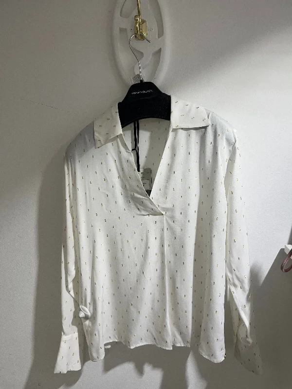 Plus Size Women's Embroidered Floral Patterned Sweater in White for a Spring - Inspired LookPENNYBLACK White Gold Fleck Camicia Shirt Plus Size Women's Embroidered Floral Patterned Sweater in White for a Spring - Inspired LookPENNYBLACK White Gold Fleck Camicia Shirt