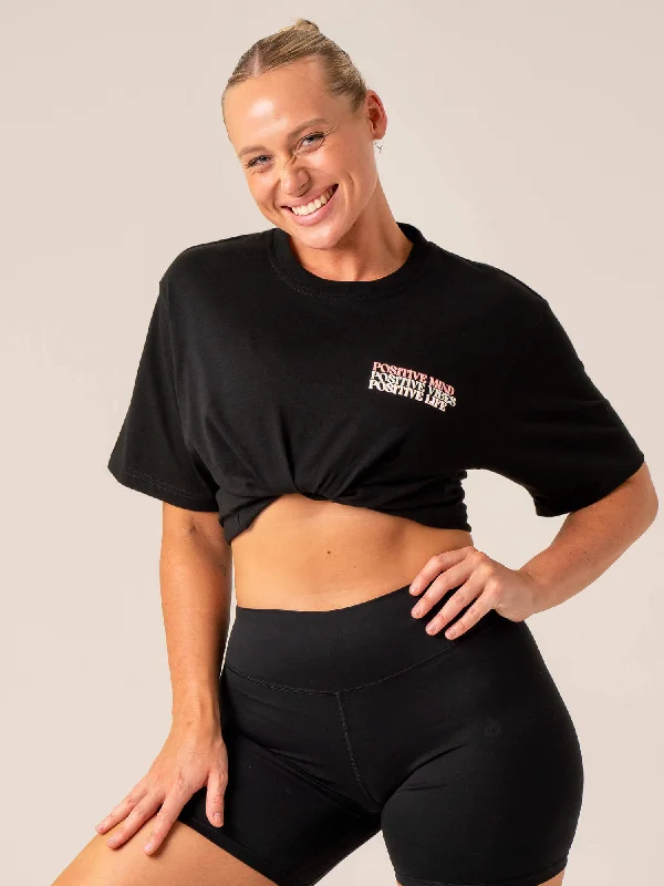 Striped Women T Shirt in a Classic PatternPositive Vibes T-Shirt - Black