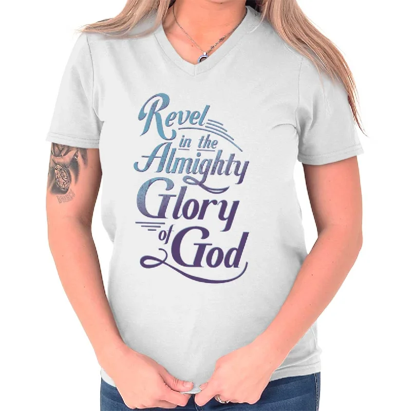 Long Sleeve Women T Shirt for Cooler WeatherRevel in the Almighty V-Neck T-Shirt