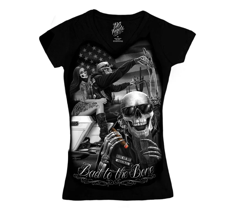 V - Neck Women T Shirt to Enhance the Neckline(RETIRED) RODC - Bad to the Bone V-Neck V - Neck Women T Shirt to Enhance the Neckline(RETIRED) RODC - Bad to the Bone V-Neck