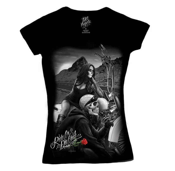 Embroidered Women T Shirt with Intricate DetailsRODC - Highway to Hell V-Neck