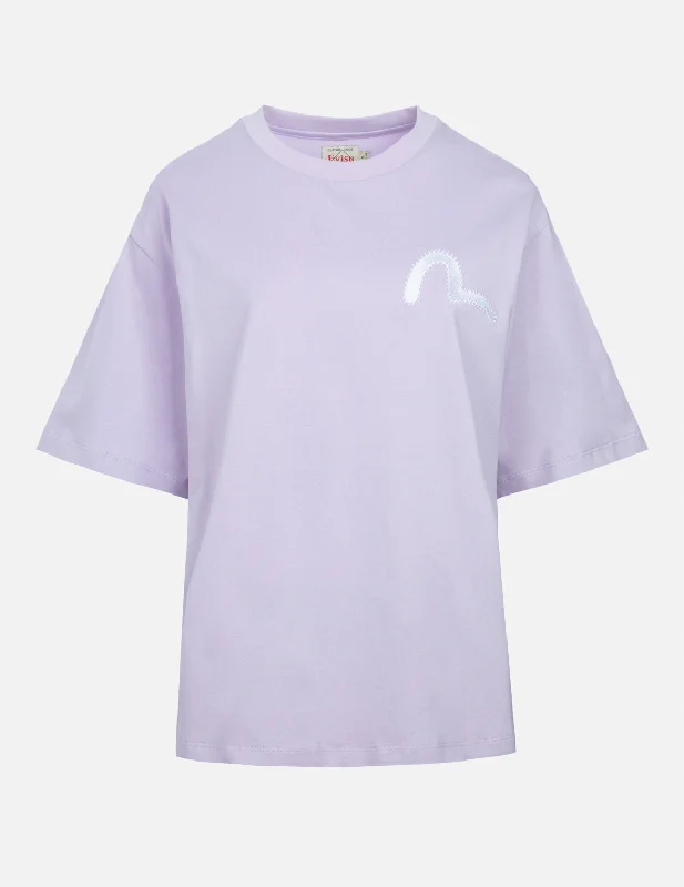 Floral Print Women T Shirt for a Feminine TouchSeagull Embroidery Oversized T-shirt
