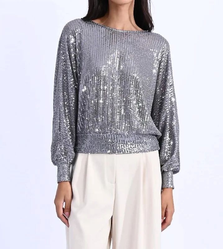 Women's Sequined Trimmed Sweater in Gold for a Glamorous Party LookSequin Open Back Sweater In Silver Grey Women's Sequined Trimmed Sweater in Gold for a Glamorous Party LookSequin Open Back Sweater In Silver Grey
