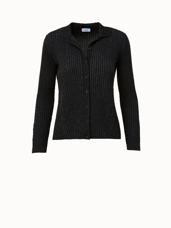 cashmere blend women cardigan for a luxurious feelShadow Stripe Shirt Cardigan
