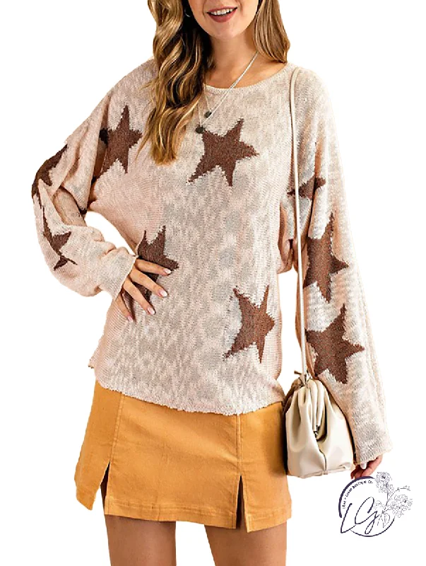 Plus Size Women's V - Neck Long - Sleeve Ribbed Cotton Sweater in Navy for a Classic StyleShoot For The Stars Sweater Plus Size Women's V - Neck Long - Sleeve Ribbed Cotton Sweater in Navy for a Classic StyleShoot For The Stars Sweater