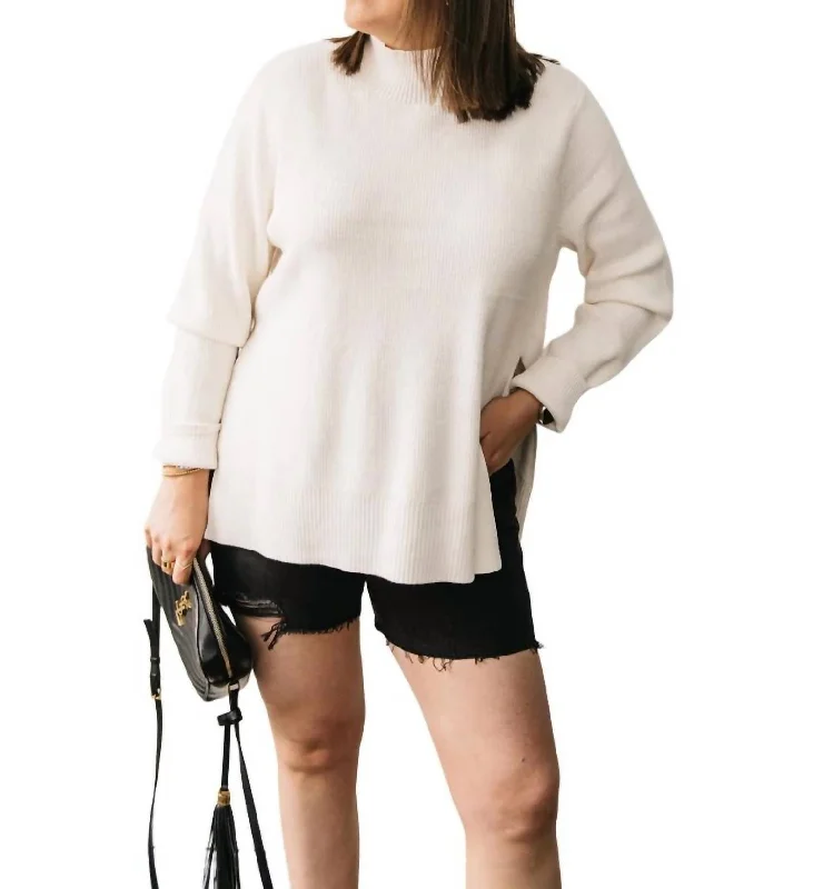 Hooded Women's Fleece - Lined Sweaters for WinterSplit Sides Sweater In Birch