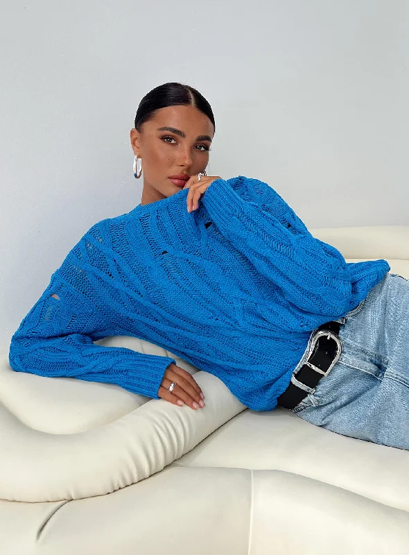 Plus Size Women's Off - Shoulder Ruffled Hem Sweater in Pink for a Feminine and Flirty LookStiles Cable Knit Sweater Blue Plus Size Women's Off - Shoulder Ruffled Hem Sweater in Pink for a Feminine and Flirty LookStiles Cable Knit Sweater Blue